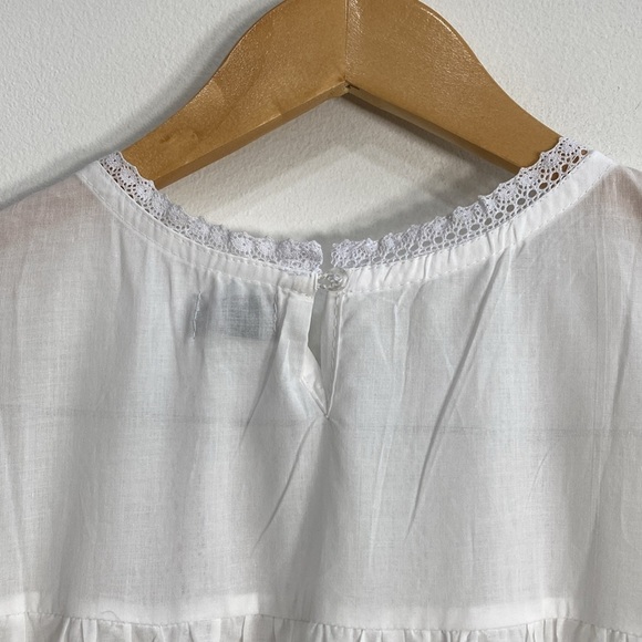 Cotton Night Gown Loungewear Cottage core White Made in Brazil  M/L? - Picture 8 of 13